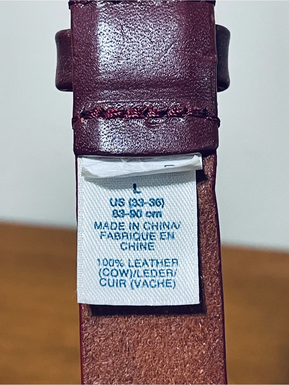 Lands' End Burgundy 100% Leather Dress Belt Gold Buckle Office Career Women L